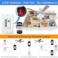 Vista 3 de Nexete Universal Ceiling Fan Remote Control Kit,Wall Remote Switch & Hand Hole Remote with a Receiver,Dip Switch with Adjustable 3 Speed, Light