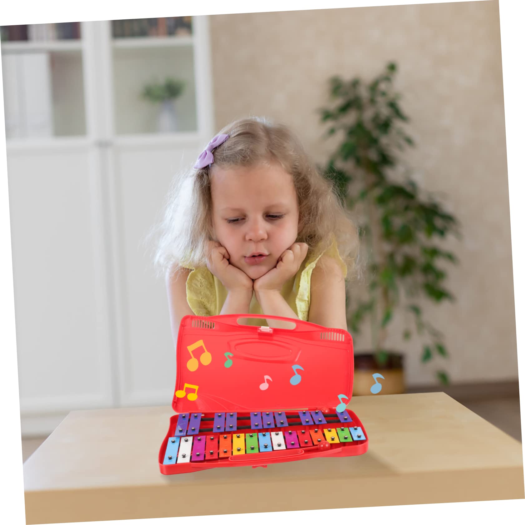 TOYANDONA Xilofono per Bambini 25 Toni, Strumento a Percussione Sicuro e Affidabile Corpo in Plastico e Ferro, per L'apprendimento Precoce e Giochi Educativi