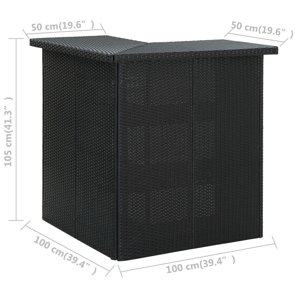 vidaXL Set da Bar da Giardino 4 pz con Cuscini in Polyrattan Nero