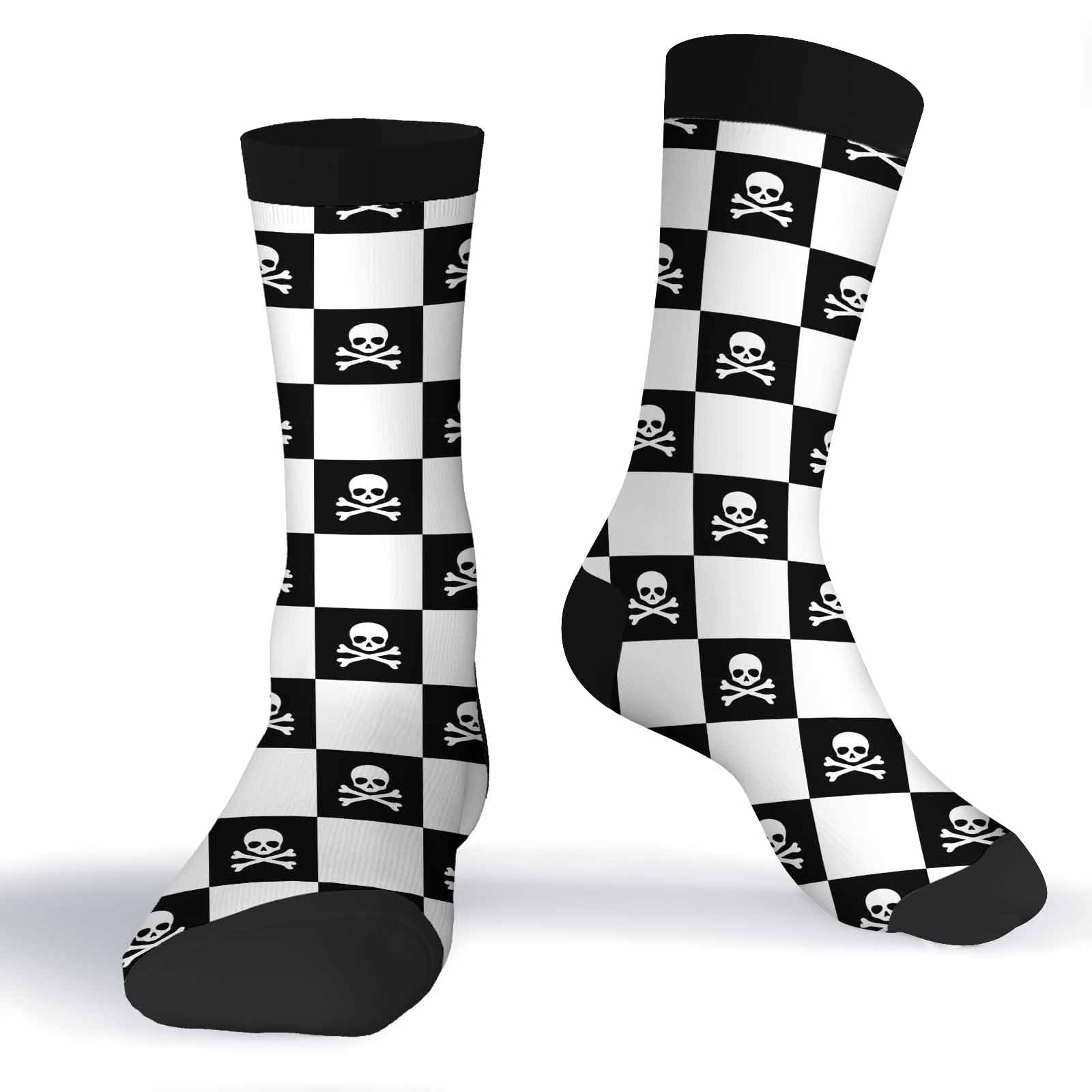Muntayson Unisex Skull Cushioned Crew Athletic Socks Men & Women Moisture Wicking Breathable Performance