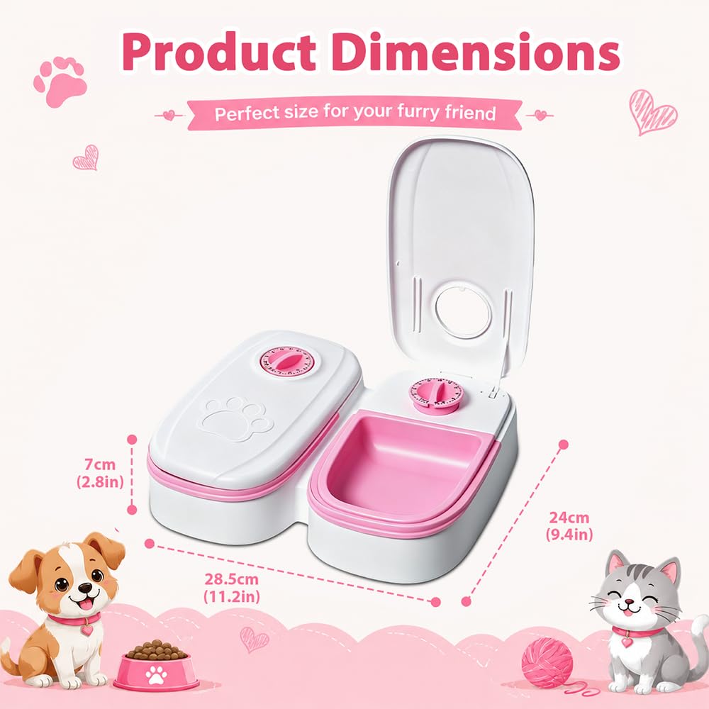Futterautomat Katze Nassfutter, 2 PCS Nassfutterautomat für Katzen | 2x350ml, 48h timer, dual slots, abs material, battery powered, easy clean, pet owners, weekend travel, freshness seal
