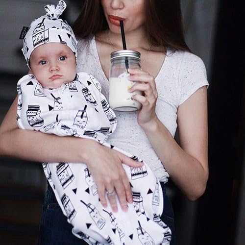 Miniatura 7 de Juego de manta de algodón con cremallera y caricaturas, saco de dormir para bebés, niños o niñas (leche fresca, 0-3 meses)