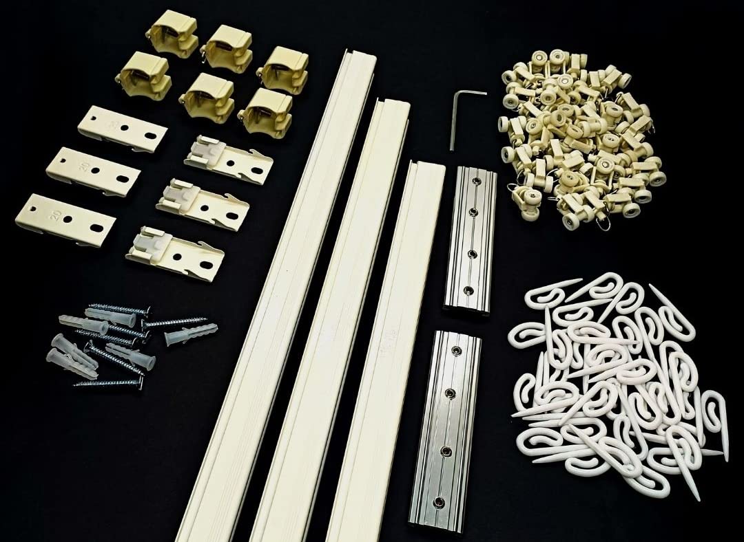 FAPBADRI Aluminium M Track Curtain Channel For A Window/Door Measuring Between 8 To 12 Ft,Ceiling Fit,All Accessories Included-Runners,Hooks,End Caps,Ceiling Brackets,Jointers,Screws&Wallplugs,White (B09TQ1H47B) Amazon Price History, Amazon Price Tracker