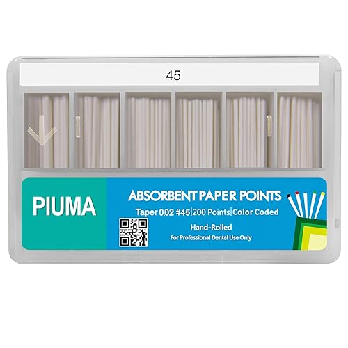 200 puntos de papel absorbente Piuma de grado dental #45 de VASTMED Tapper para endodoncia endodóntica dental estéril