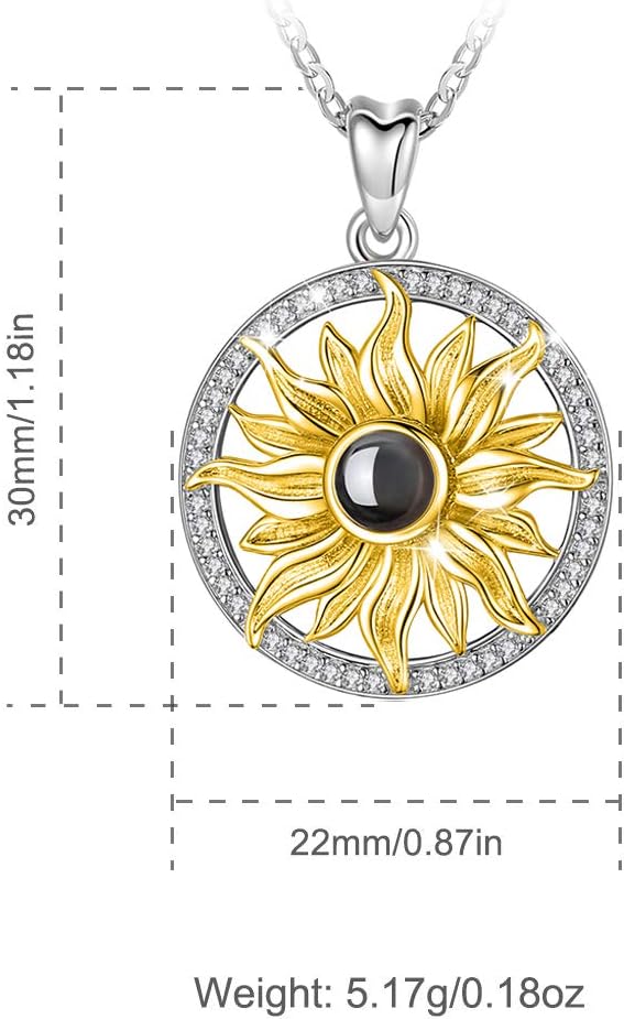 INFUSEU 925 Sterling Silver Necklaces for Women Girls, Sun Moon Star Butterfly Snowflake Jewelry, 18 Inch Chain