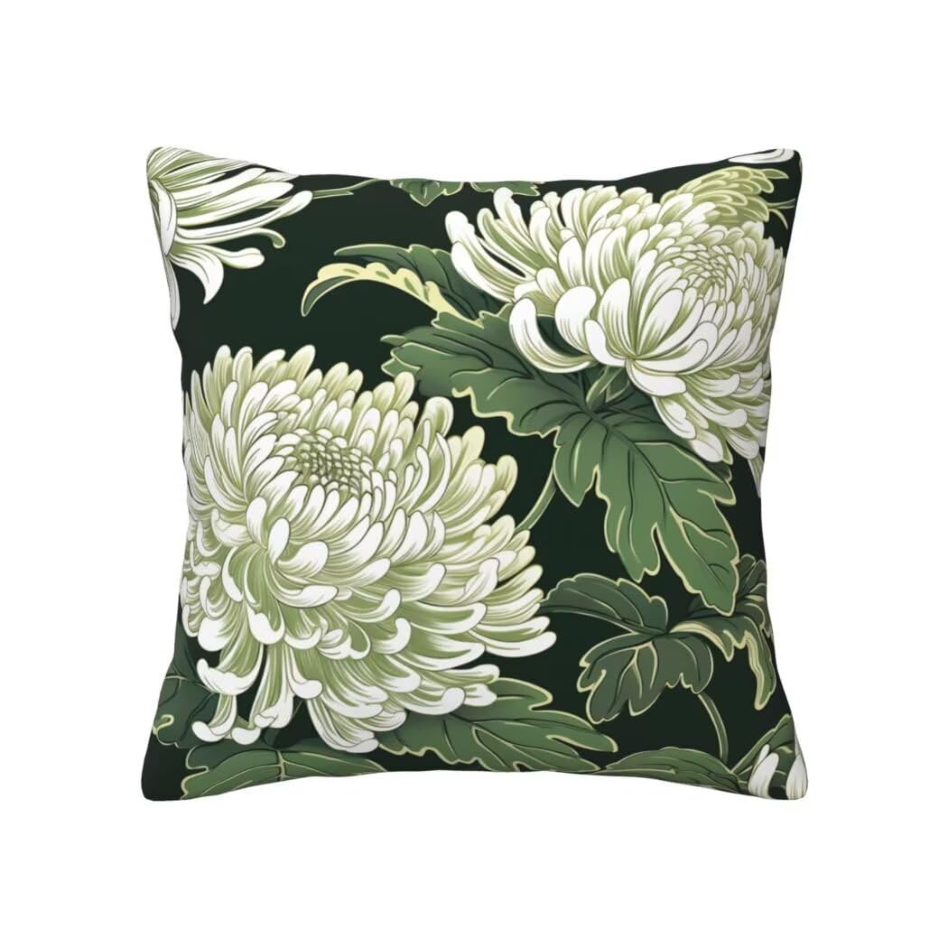Chryzantema poszewka na poduszkę 60x60 cm poszewka na poduszkę miękka aksamitna poduszka rośliny dekoracyjne na sofę, 4 sztuki poszewki na poduszki z ukrytym zamkiem błyskawicznym dekoracja domu na