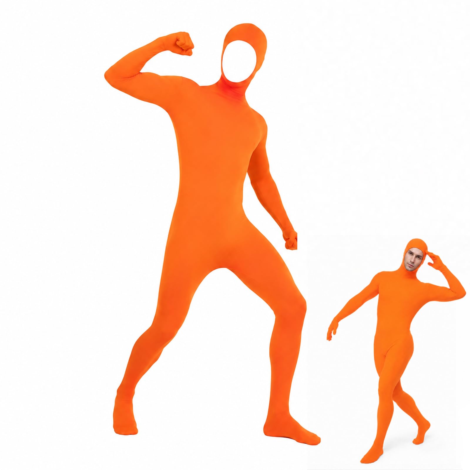 Orange Jumpsuit, Full Body Costume, XXL Size 180cm, Stretchy Orange Morph Suit, Halloween Party Costume, Yoga And Dance Suit