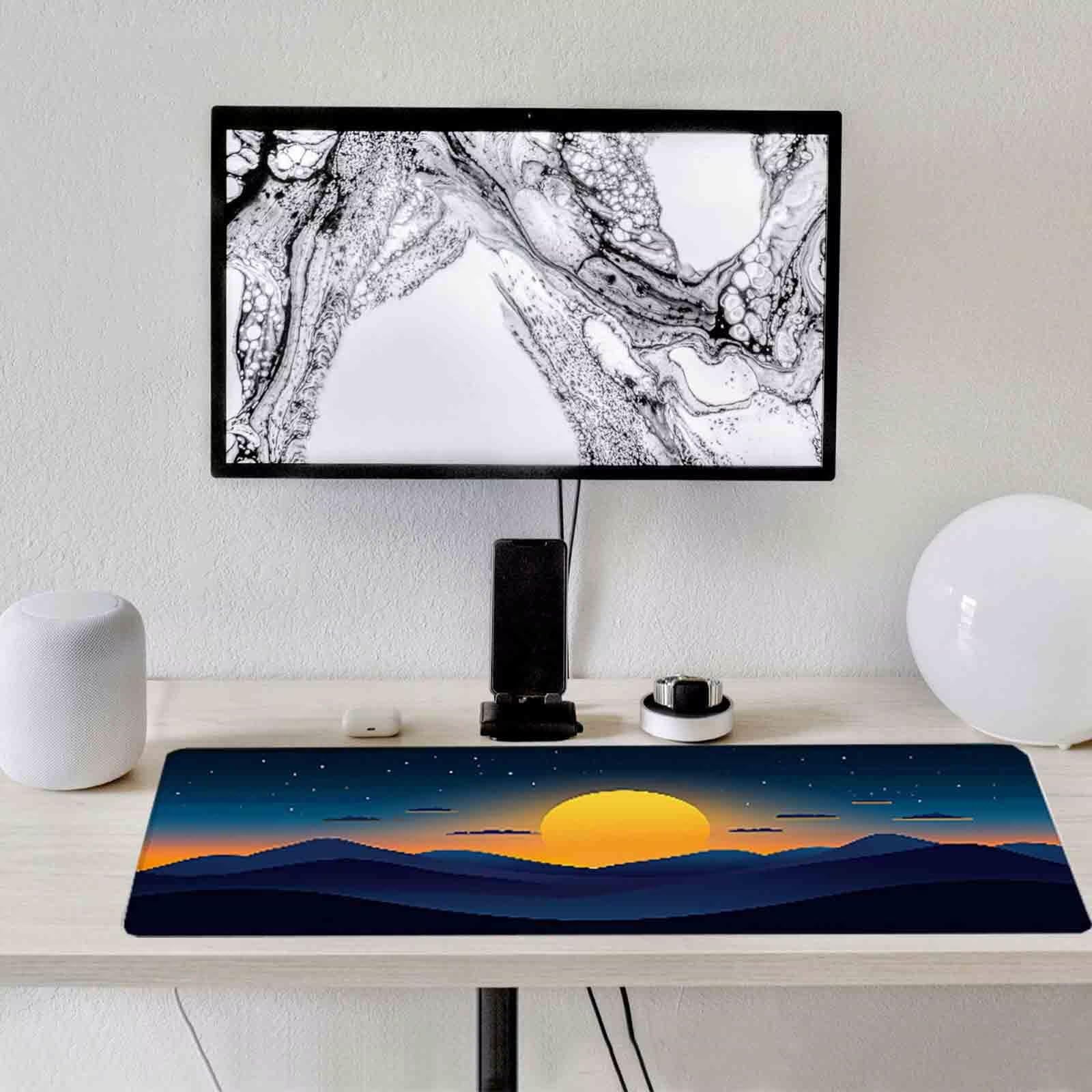 Niebieska podkładka pod mysz z zachodem słońca XXL podkładka pod mysz 1000 x 500 mm ze zszytymi krawędziami i antypoślizgową gumową podstawą podkładka pod mysz XXL, PC, laptop, akcesoria biurowe i1278