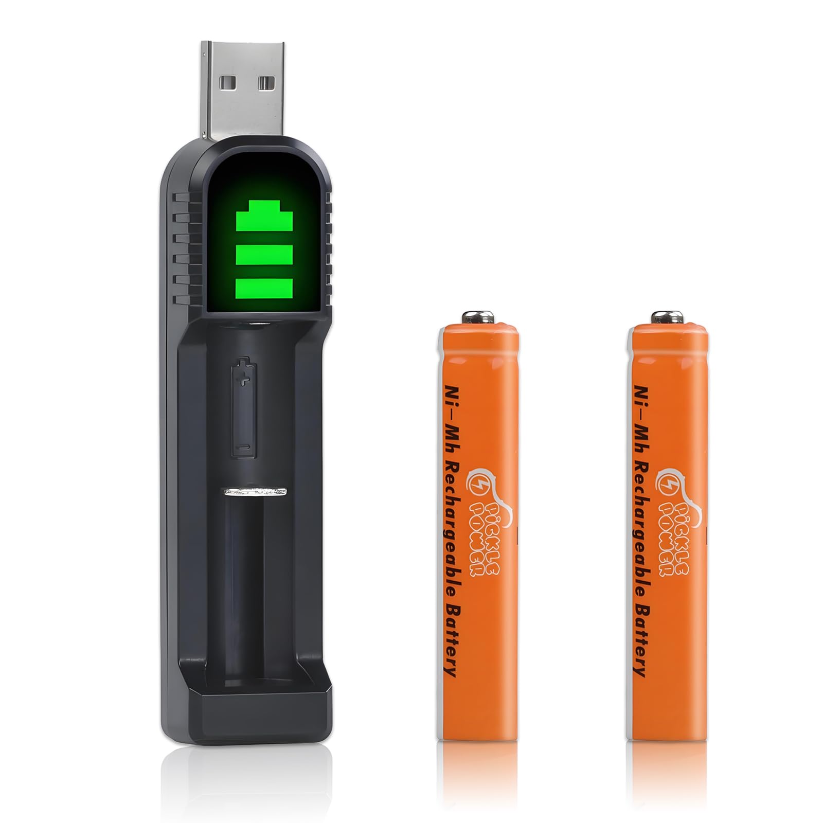 Pilas AAAA, Pickle Power 2 X 500mAh NI-MH AAAA Batería Recargables para Surface Pen/Pantalla táctil Pen/Google pixebook Pen/Cepillo de Dientes/Ratones y Cargador USB para batería AA AAA AAAA