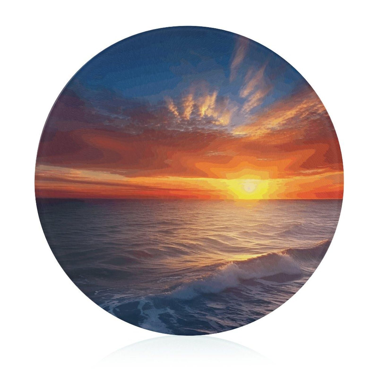 Planche à découper en verre ronde motif mer pour une ambiance estivale