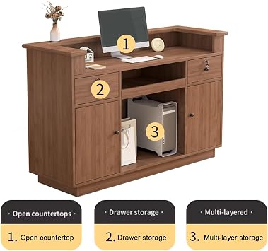 QWEASDF Reception Desk with Counter, Modern Welcome Front Table Checkout Counter Table Retail Counter for Reception Room,Salon,Office,Store,Shop,Clinic,Lobbies(A,L47.2in)