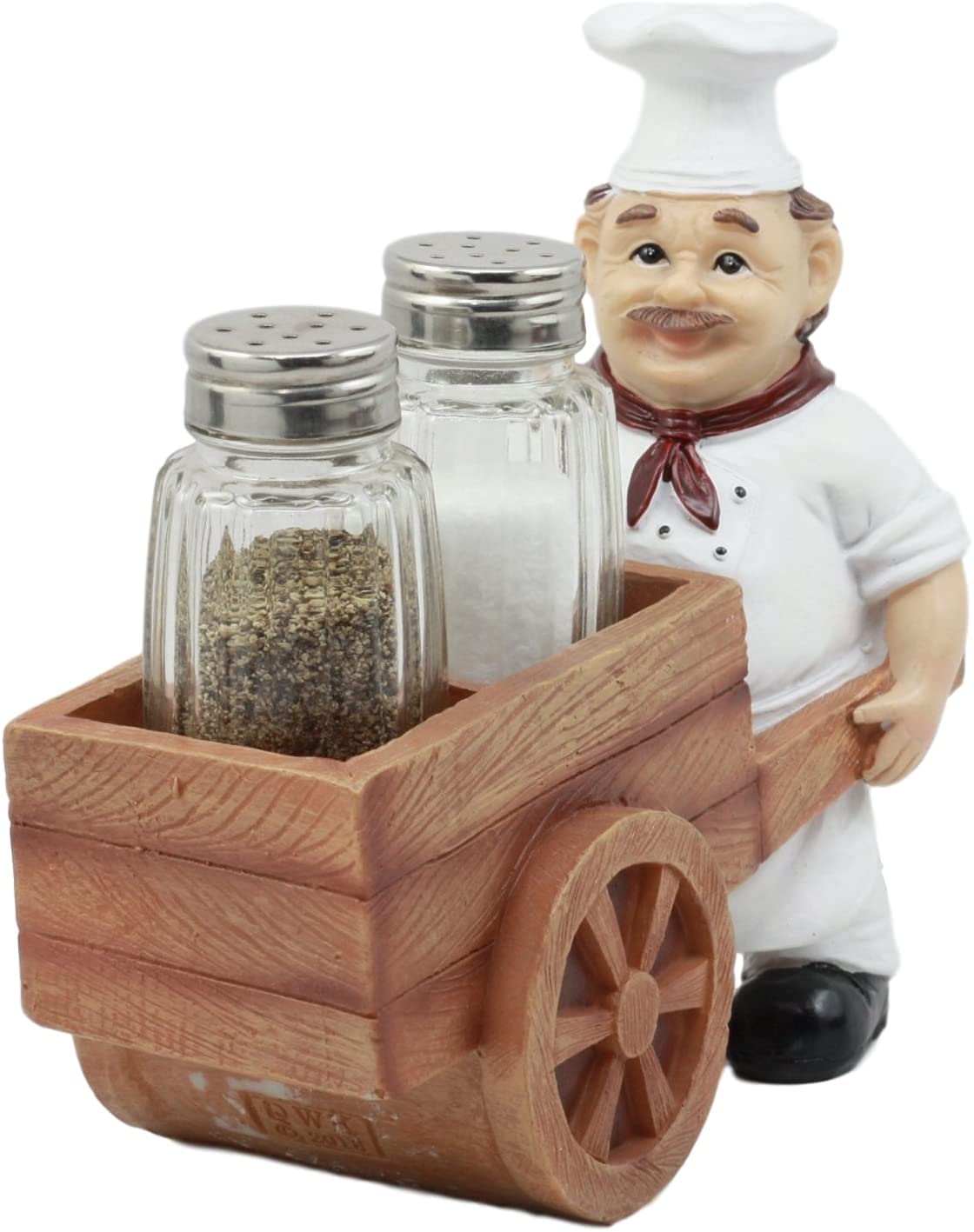 Ebros Spice A La Carte Delivery Master Iron Chef - Salero y pimentero con forma de carretilla (6,5" de largo)