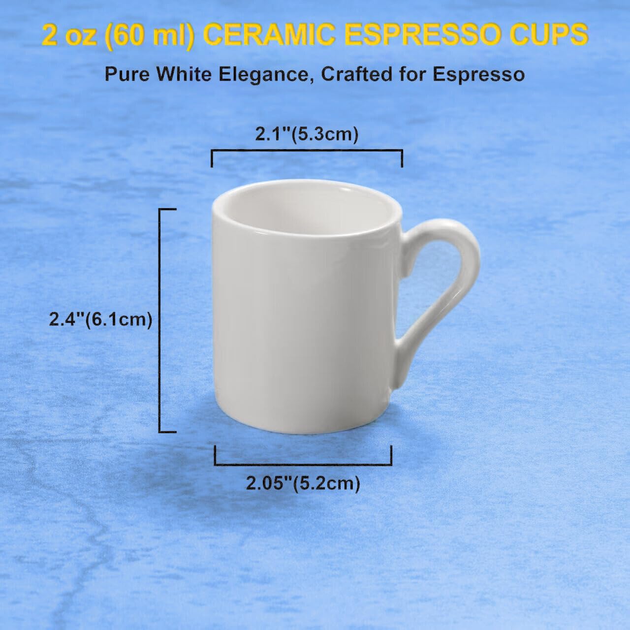 Tazza da Espresso in Ceramica Bianca Pura (60 ml/2 oz), set di due