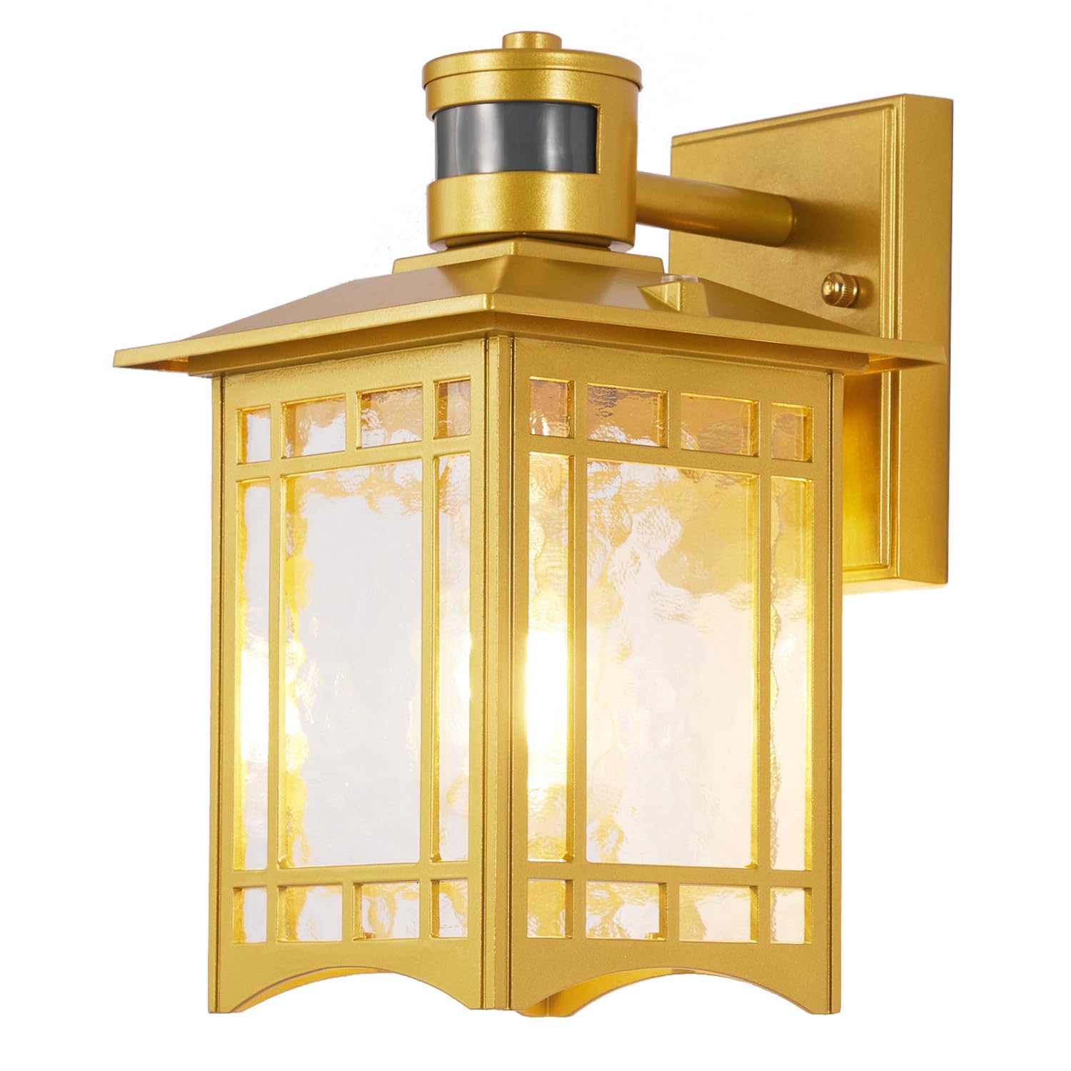XANGQAN Dusk to Dawn Motion Sensor Light, Outdoor Light Fixture, Golden Wall Sconce Lighting, Front Porch Light, Exterior Lights for House Patio, Outside Door Lights, Wall Mount Anti-Rust Lantern
