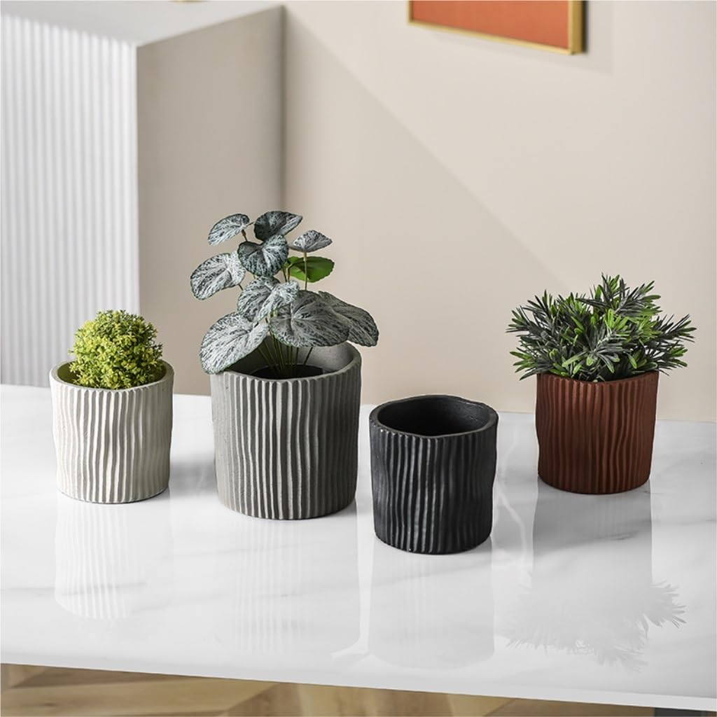 Blumentopf Gestreifte Blumentöpfe, Zement-Pflanztöpfe, kreative Innen-/Außen-Pflanztöpfe, Balkon-Pflanztöpfe, Pflanztöpfe(L*2 Pieces)