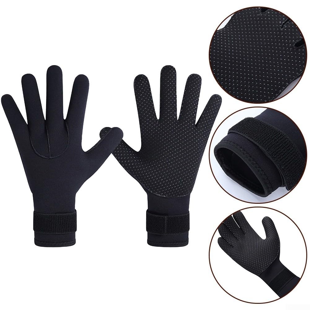 Guanto da muta da 5 mm, in neoprene, termico, antiscivolo e regolabile, per immersioni, surf, nuoto, tracciamento del fiume