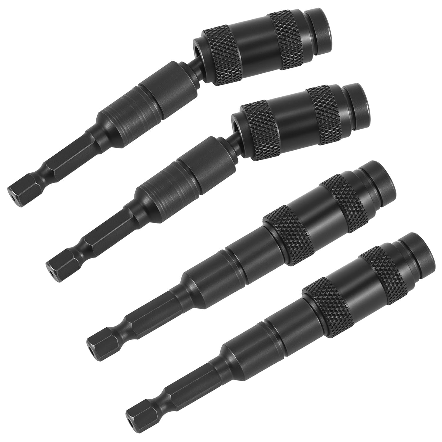 QWORK Pivoting Bit Tip Holder, 4 Pack 1/4" Magnetic Screw Drill Tip Pivot Screwdriver Bit Holder Quick Release Hex Screwdriver Bit Holder