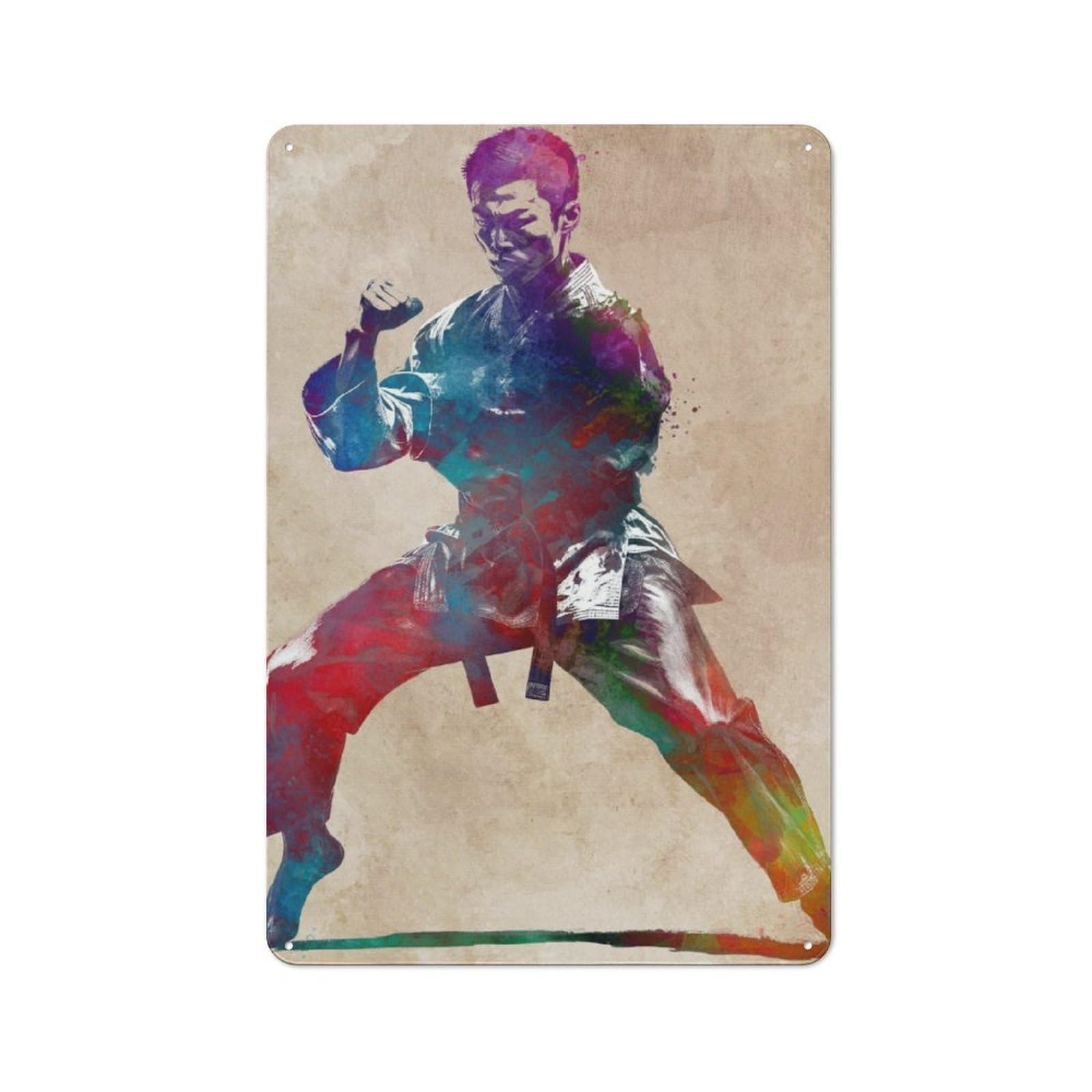 Junmoney Karate Sport Art Retro Metal Plaque 30X20cm For Bar Or Restaurant, Suited To Restaurant Interior Fans