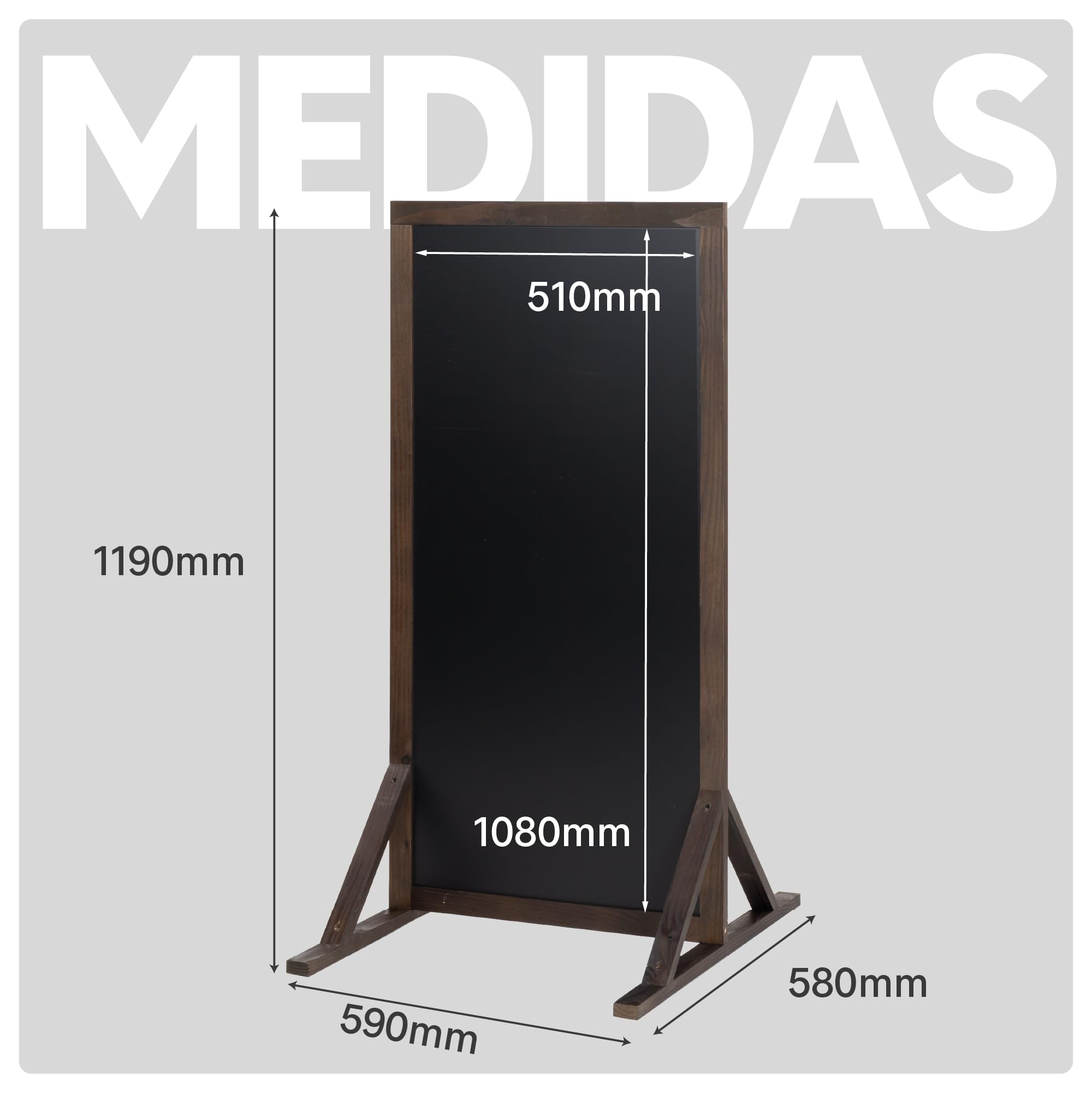 Pizarra Caballete Doble Cara Impermeable Lugano 51x108 cm | Pizarra Exterior de Suelo para Hostelería, Restaurantes, Terrazas y Comercios | Soporte Publicitario Escrita con Tiza