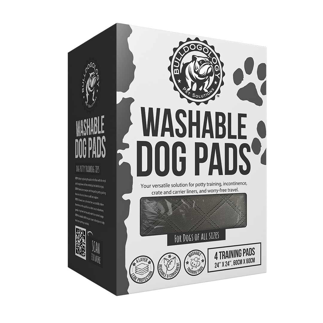 Bulldogology Premium Washable Pee Pads for Dogs, Reusable Puppy Pads, Waterproof Dog Mat, Dog Training Pads (24x24) 4-Pack (B0CKZJ4S72) Amazon Price History, Amazon Price Tracker