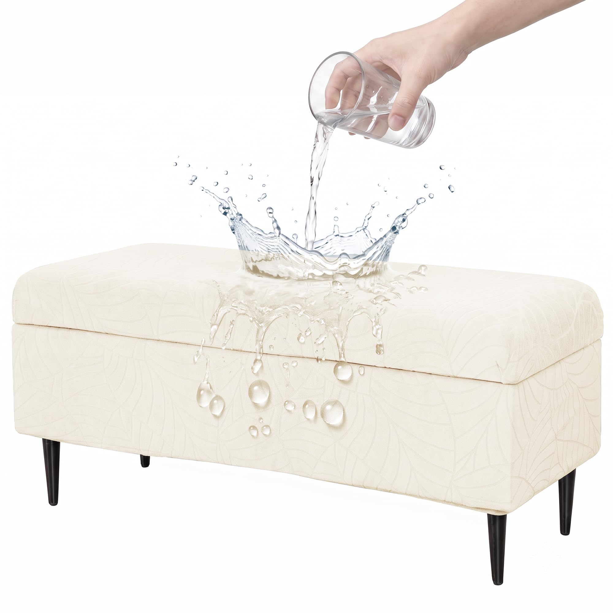 FUANGUI Waterproof Ottoman Cover Slipcovers Rectangular Folding Stretch