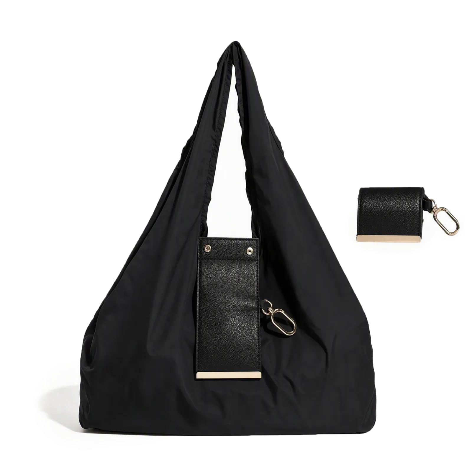 PUYTG Foldable Shopping Bag in Pouch with Keychain, Reusable Tote Bag