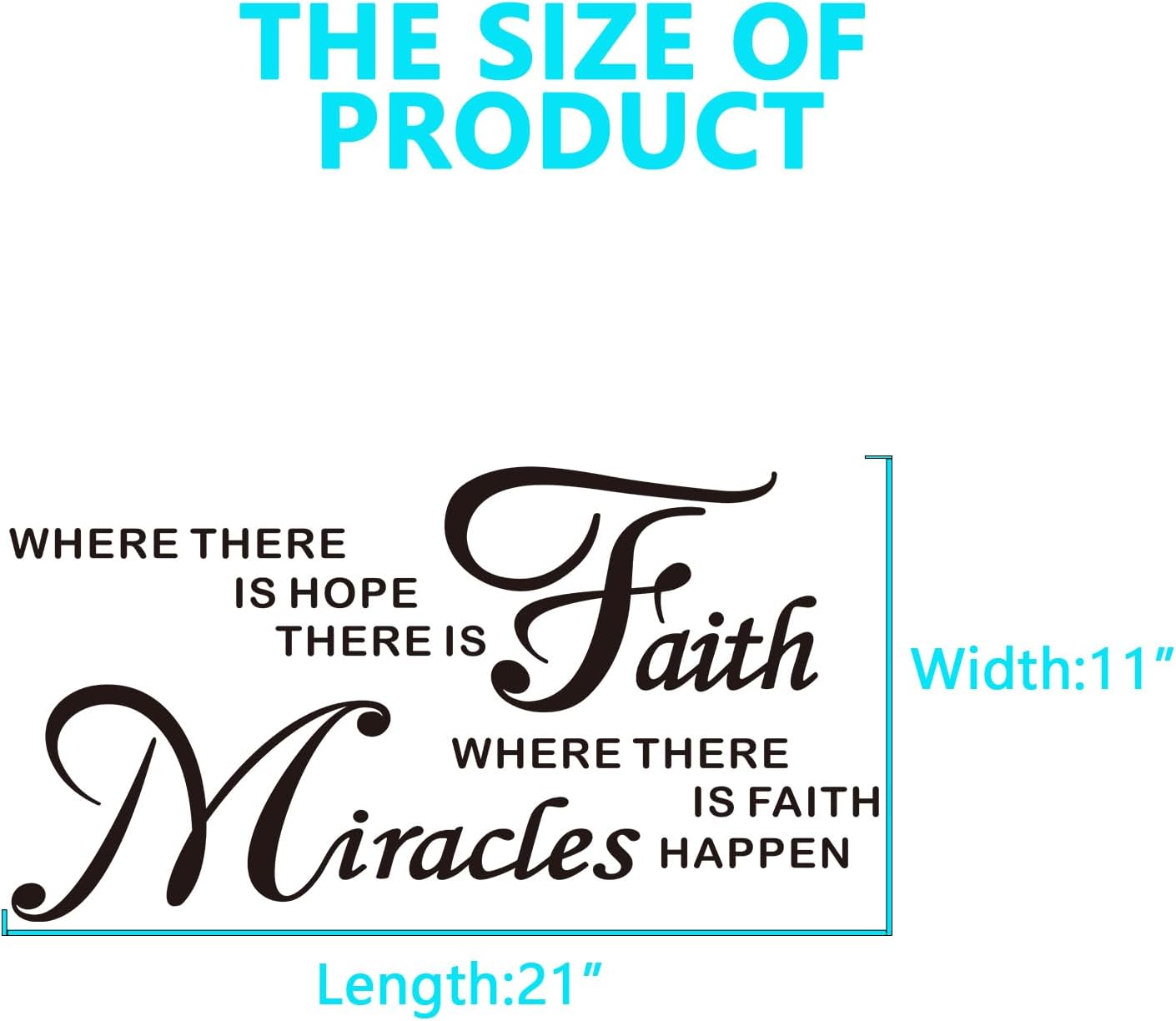 Wall Stickers, Wall Stickers for Bedrooms, (Easy to Install), for Bathroom Kitchen Living Room, Quotes Inspirational Islamic Home Vinyl Art Family Decor, Where There is Hope There is Faith 21"X11"