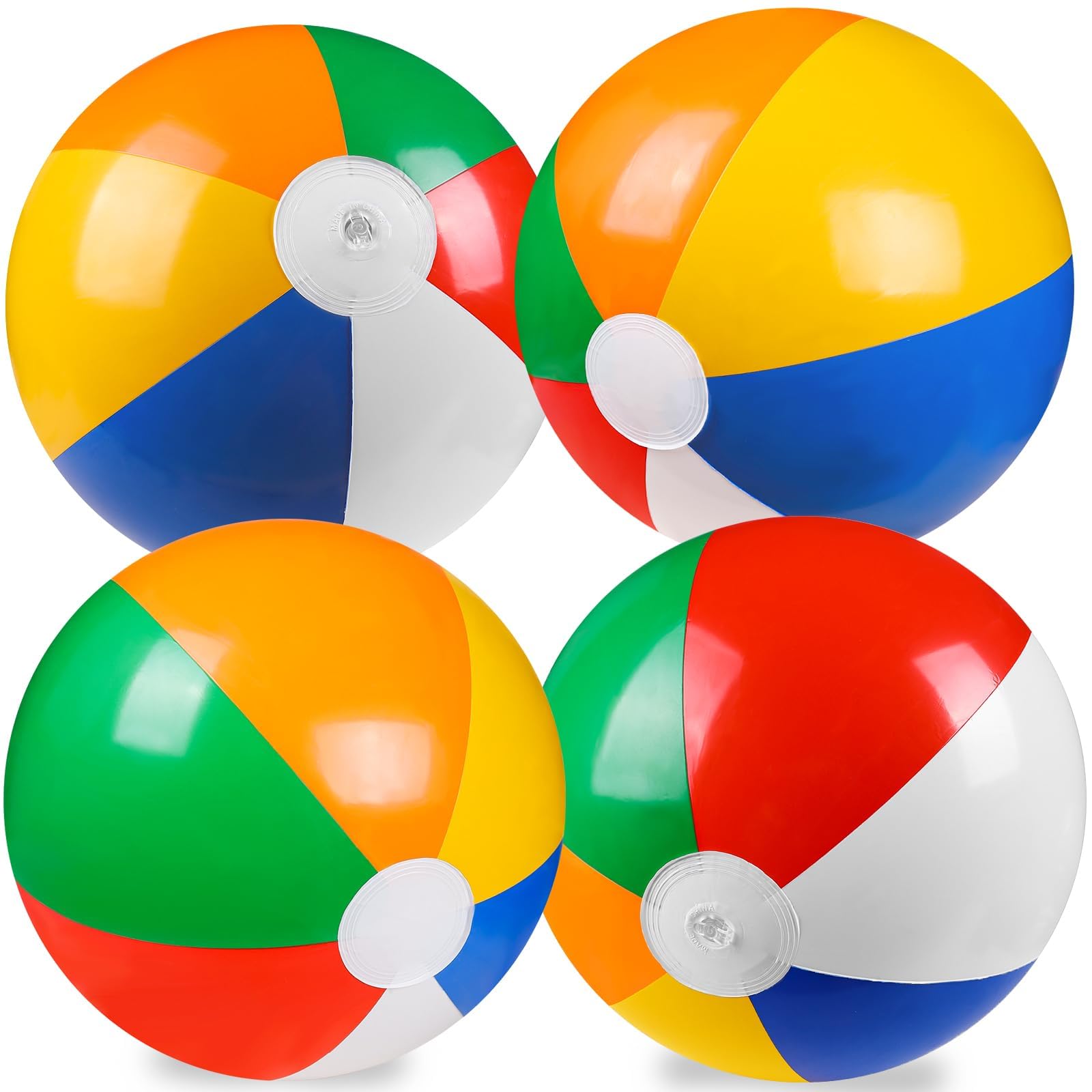 ALUNME 4 Pcs Beach Ball, Summer Inflatable Big Beach Balls Rainbow Swimming Pool Water Games Toys for Kids Summer Party Supplies Decorations, Ideal for Pool Beach Game, Gaming Birthday Party Supplies