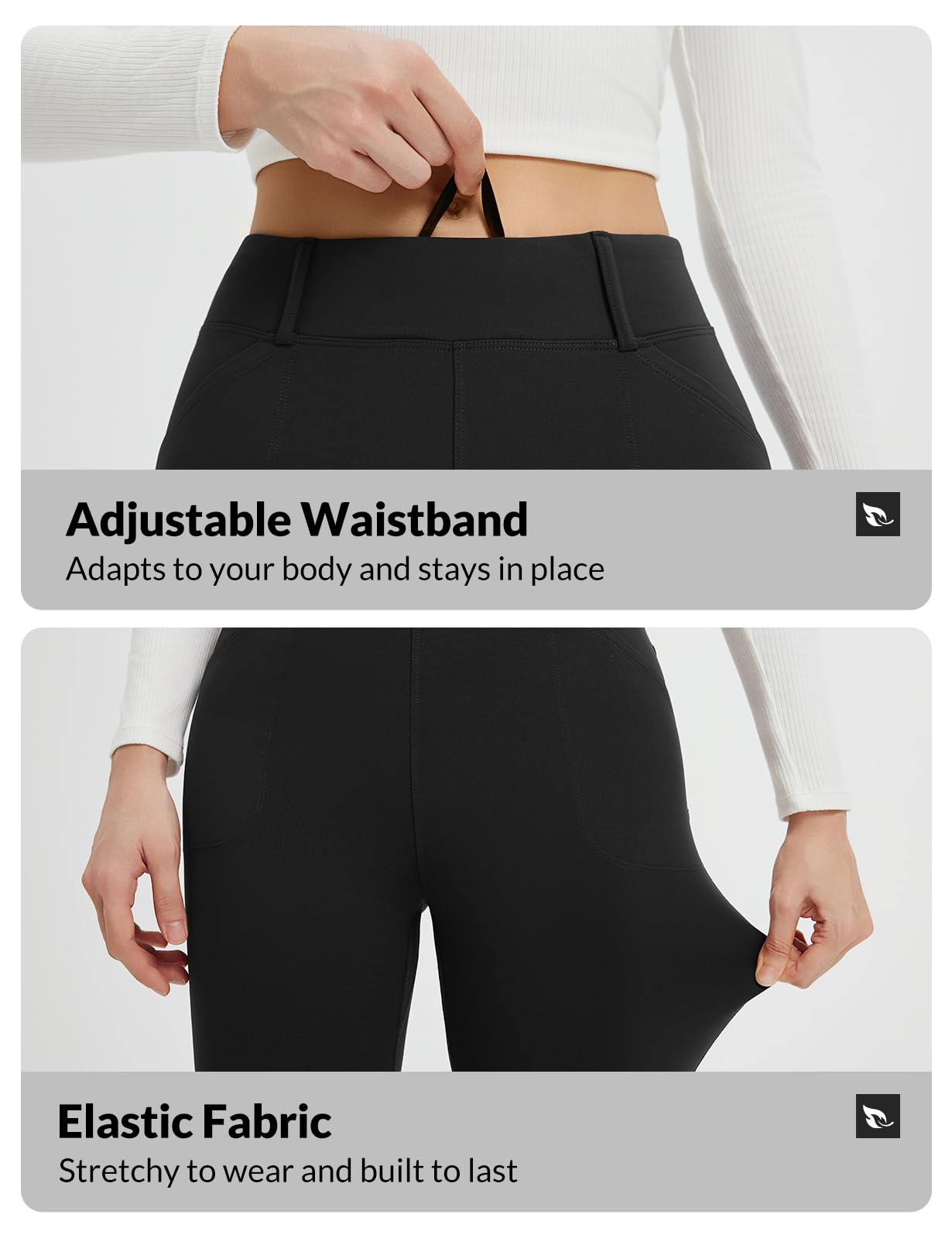 baleaf Leggings térmicos para mujer, cintura alta, con bolsillos, forro polar, pantalones deportivos para exterior, entrenamiento, fitness ajustados