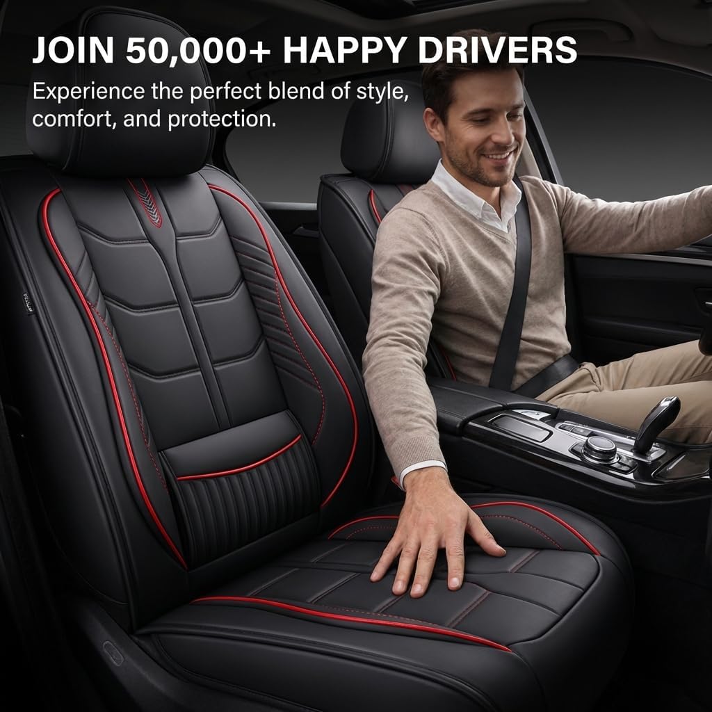 URINOVET for Toyota Mirai 2012-2015 Car Seat Cover, 5-Seater Front Rear Seat Cover, Waterproof and Wear Resistant Leather Seat Covers(Full Set,Coffee)