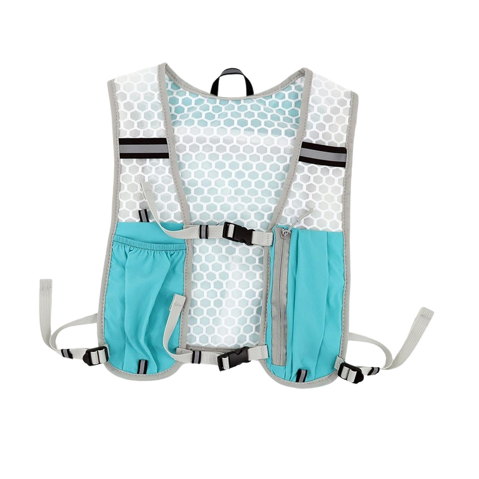 Running Vest Mesh Comfortable Multiple Pockets Breathable Hydration Backpack Blue-image-42