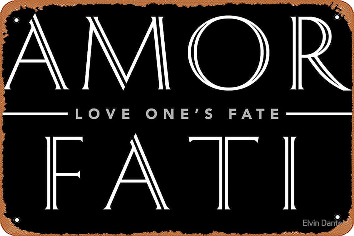 Muecddoa Vintage Poster 8 X 12 Inches - Amor Fati (Love One's Fate) Inspirational Retro Vintage Metal Tin Sign for Home Bar Pub Garage Decor Gifts