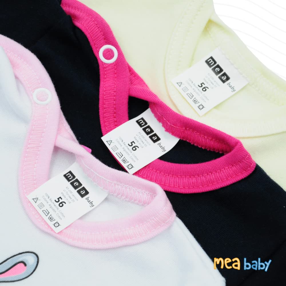 MEA BABY body bébé unisexe à manches courtes 100% coton, lot de 5, avec imprimé (Parent)