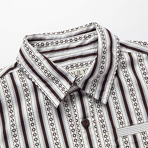 Leo&Lily Big Boys' Cotton Poplin Stripes Print Casual Shirts Garment Washed (Gray Strip, 14) #TOP5
