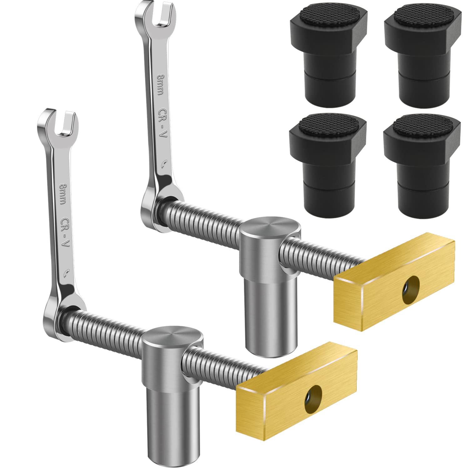 2 unidades de abrazadera para banco de trabajo con 4 unidades para bancos de 20 mm, agujero para carpintería, clip de escritorio, fijación de latón, tornillo de banco de escritorio (negro)