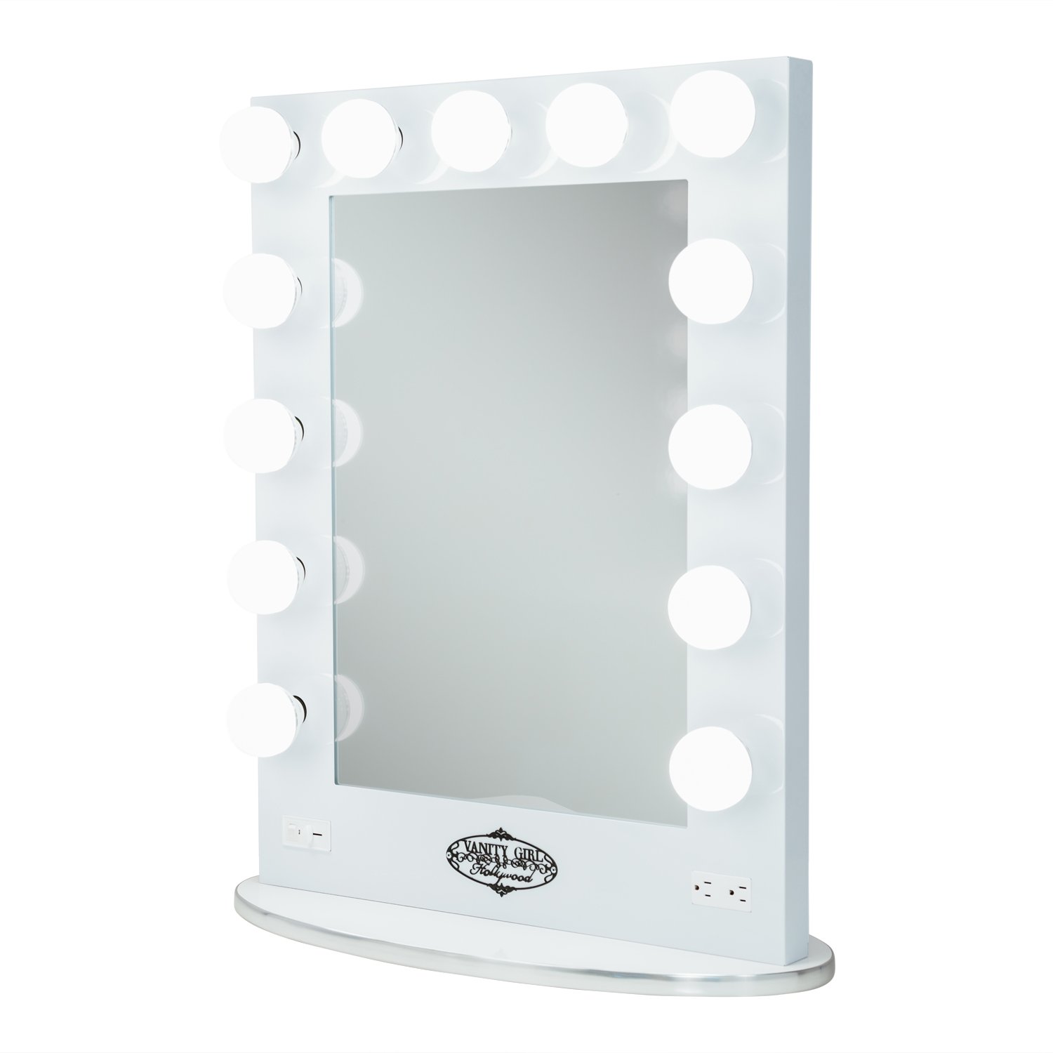 Buy White Vanity Girl Broadway Lighted Vanity Mirror with 2 Outlets and