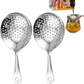 2 Pcs Julep Strainers Bar Strainer Stainless Steel Cocktail Strainer Spoon for Cocktail Drinks Home or Commercial Bar Use