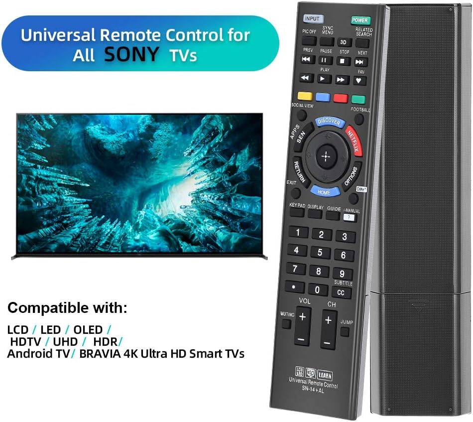 Image of Universal Remote Compatible with All Sony Bravia 4K 8K UHD HD LED OLED LCD Smart TV, with Netflix Button