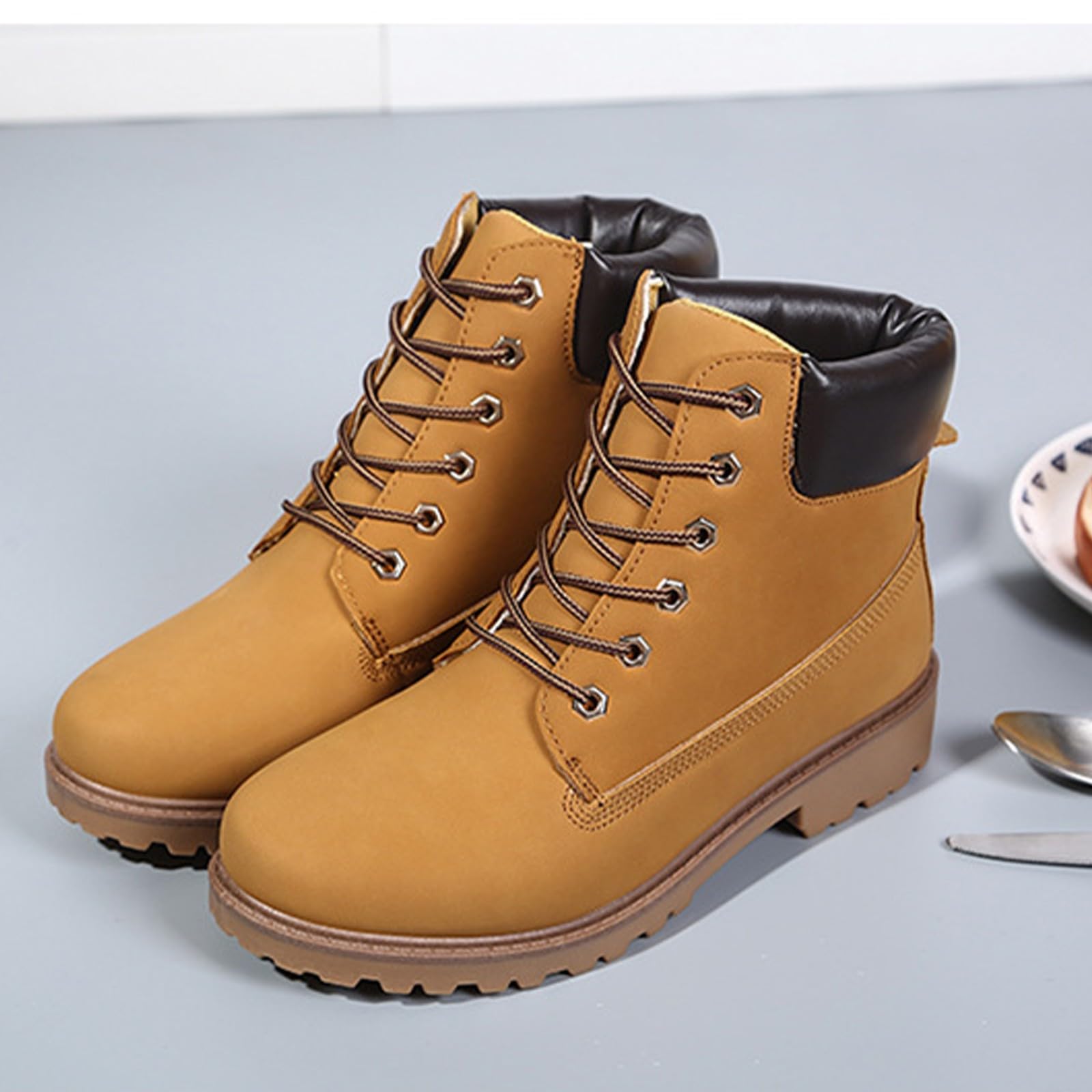Generisch Botines ortopédicos para mujer, botines de invierno cómodos, antideslizantes, con cordones, ligeros, cortos, antideslizantes, botas anchas, botas cortas de invierno, cálidas