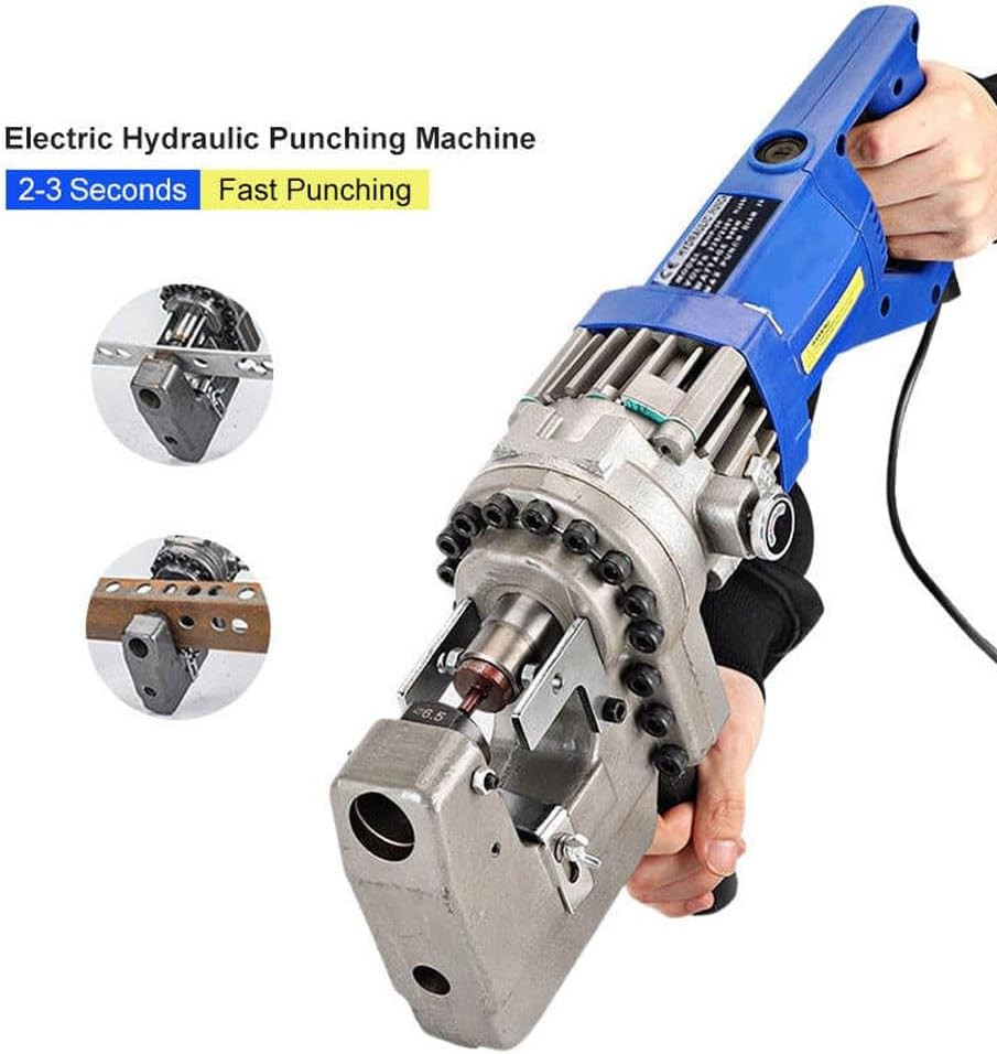 Hydraulic Knockout Hole Puncher, Portable Electric Hydraulic Punch Tool with 5 Dies, 2-3 Seconds, Angle Steel Puncher for Iron Steel Plate Thicken Copper/Aluminum Plate (Size : 1800W)
