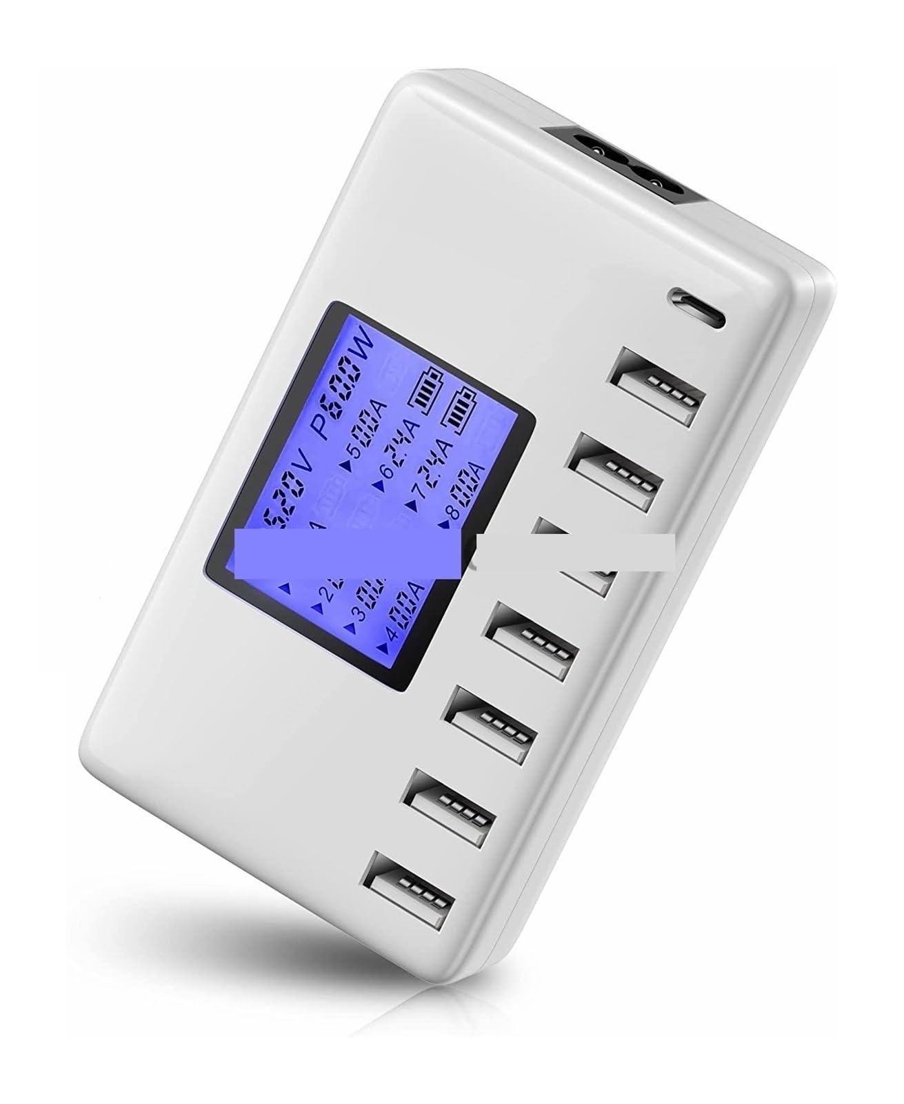 Ładowarka USB, Stacja ładująca USB 8 portów 60 W/12 A wieloportowa ładowarka USB typu C z wyświetlaczem LCD do telefonów komórkowych i tabletów wielu urządzeń