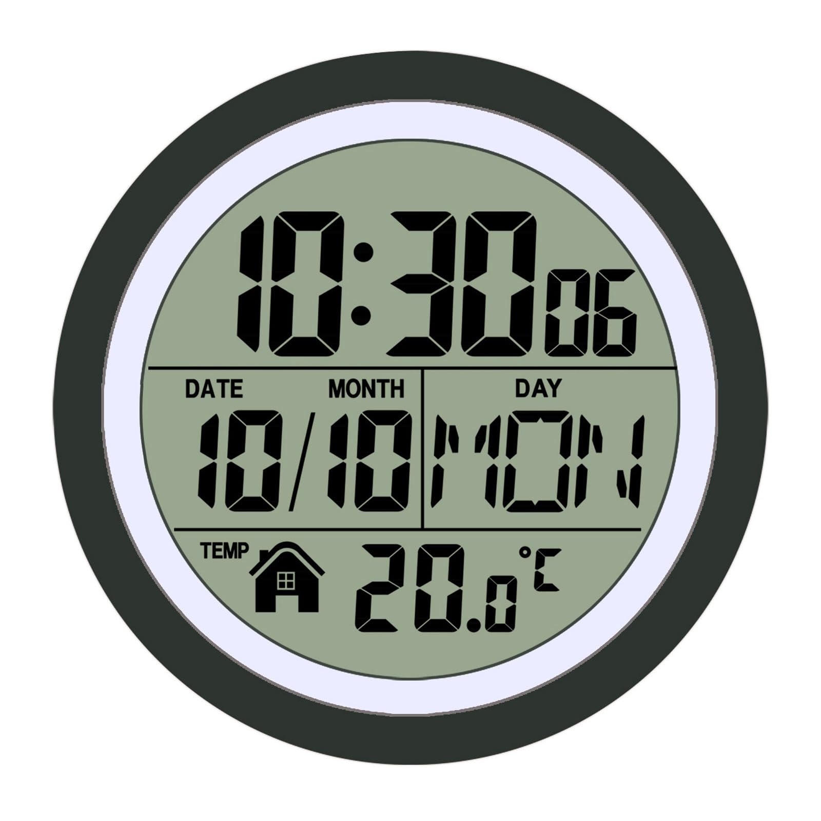 Tsophreniq Large Water Bathroom Clock with Suction Cup, Date Temperature Battery Operated Digital Shower Clock with Large Screen Suction Cups Calendar Temperature