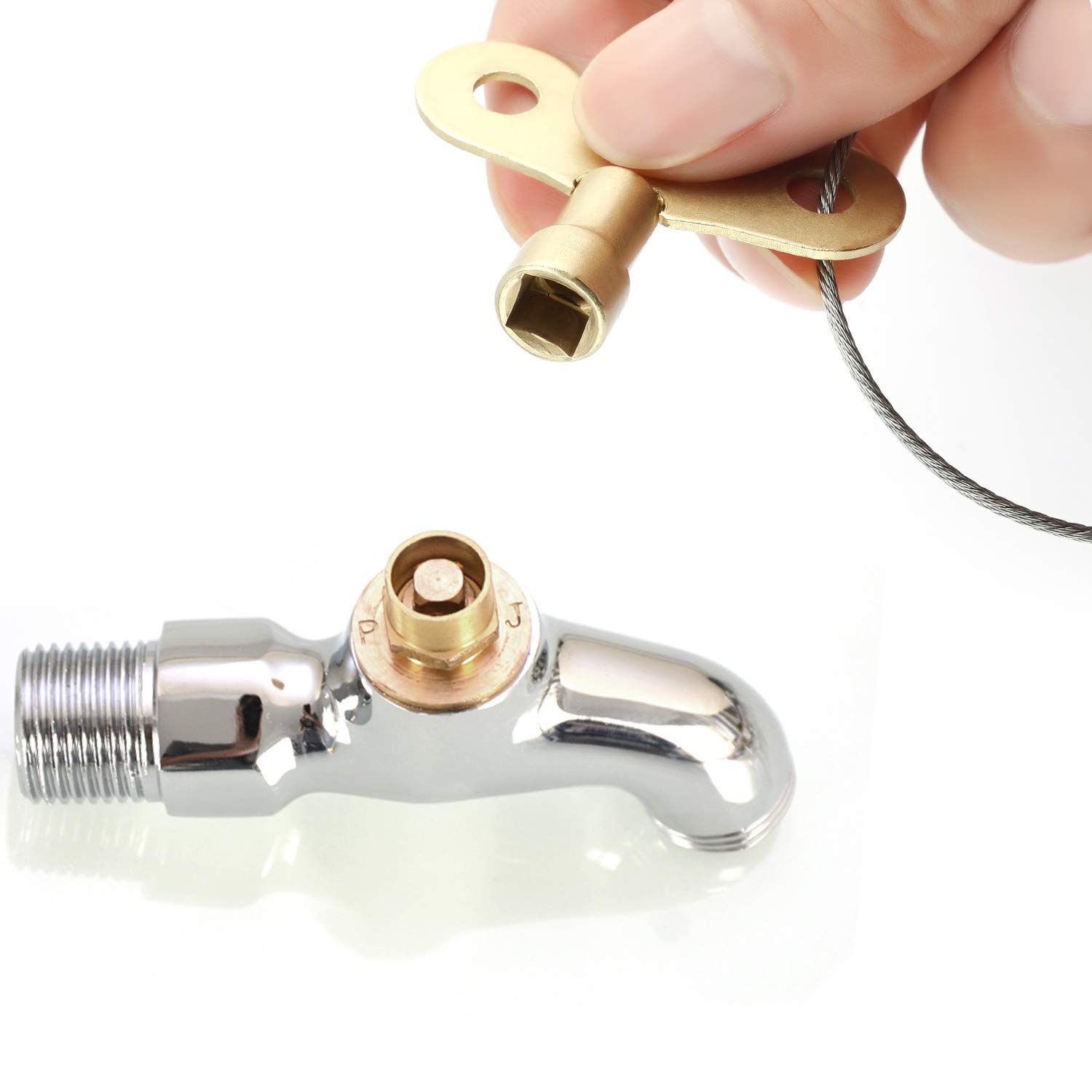 MWOOT 2 Pezzi Chiave del Rubinetto Faucet Key con Filo Portachiavi,Tasti del Rubinetto dell'Acqua Chiavi della Valvola del Radiatore Water Tap Keys
