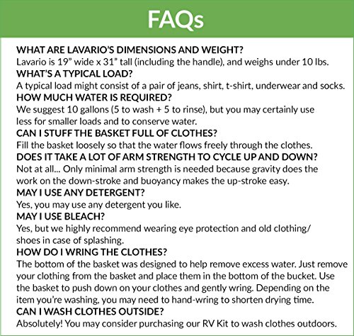 Lavario Portable Clothes Washer (Manual Non-Electric Portable Washing Machine for Camping, Apartments, RV’s, Delicates) - Thumbnail 7