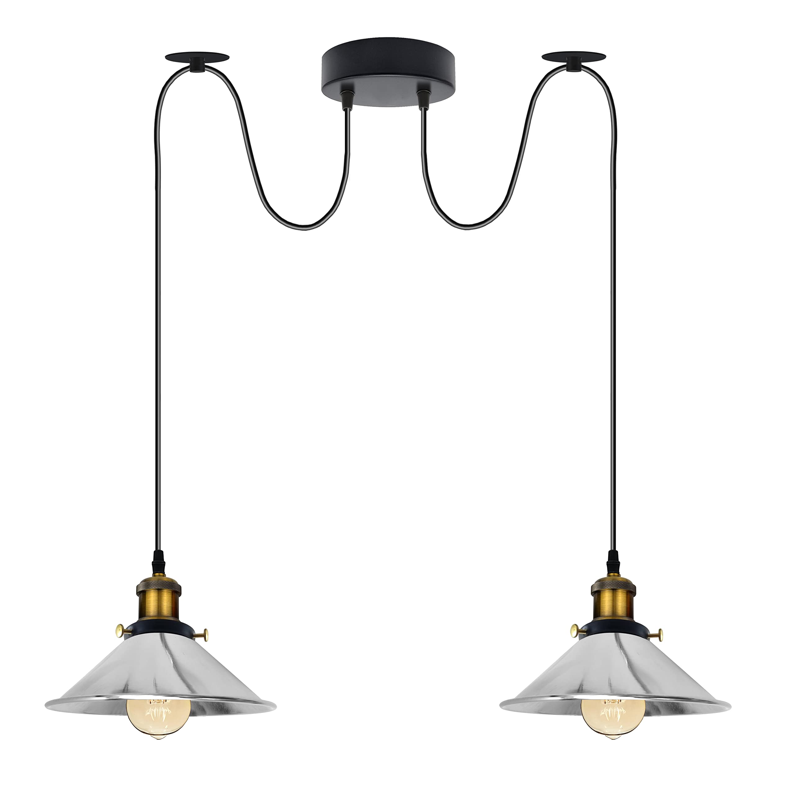 Waterhyacint hanglamp dome zwart nikkel 2-lichts 128 cm - Verlichting en Lampen Online