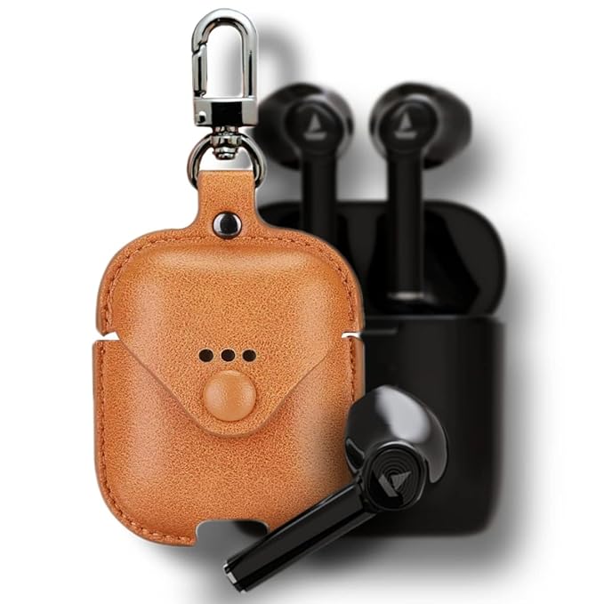 Meyaar Premium Leather Case Cover Only Compatible with Boat Airdopes