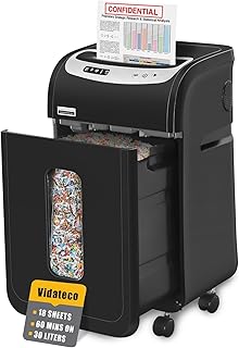 VidaTeco Micro-Cut Paper Shredder Heavy Duty, 60-Minute 18-Sheet Shreds Paper/Card/Staple/Clip Paper Shredding Machine for...