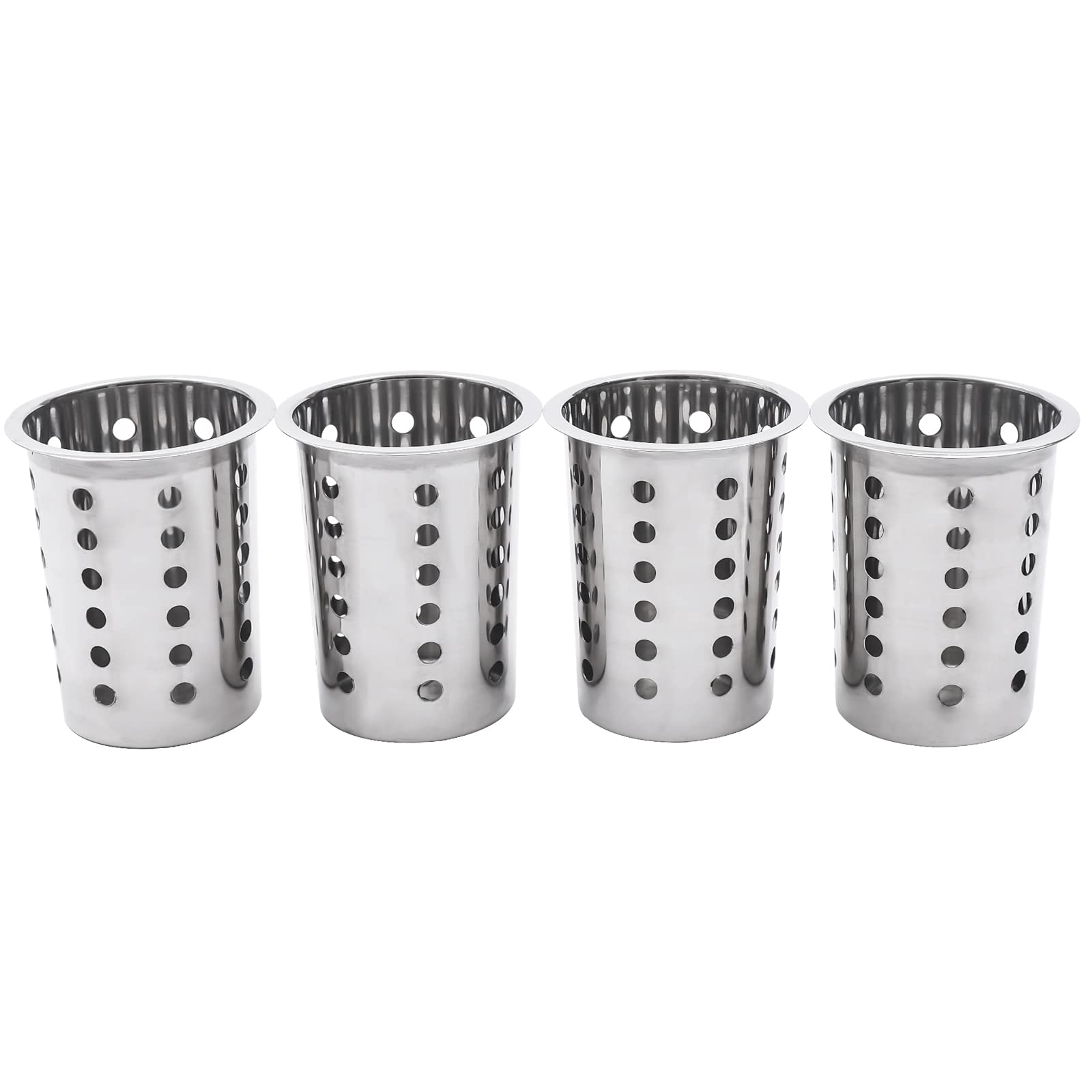Cubertería de acero inoxidable, 4 rejillas, soporte para cubiertos, cesta de cubiertos, diseño ahuecado, soporte para utensilios de cocina, adecuado para restaurantes y hogares