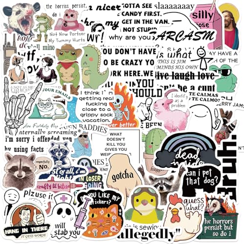 100 PCS Doodle Roast Negative Stickers for Adults, Waterproof Vinyl Funny Sketch Decals for Laptop,...