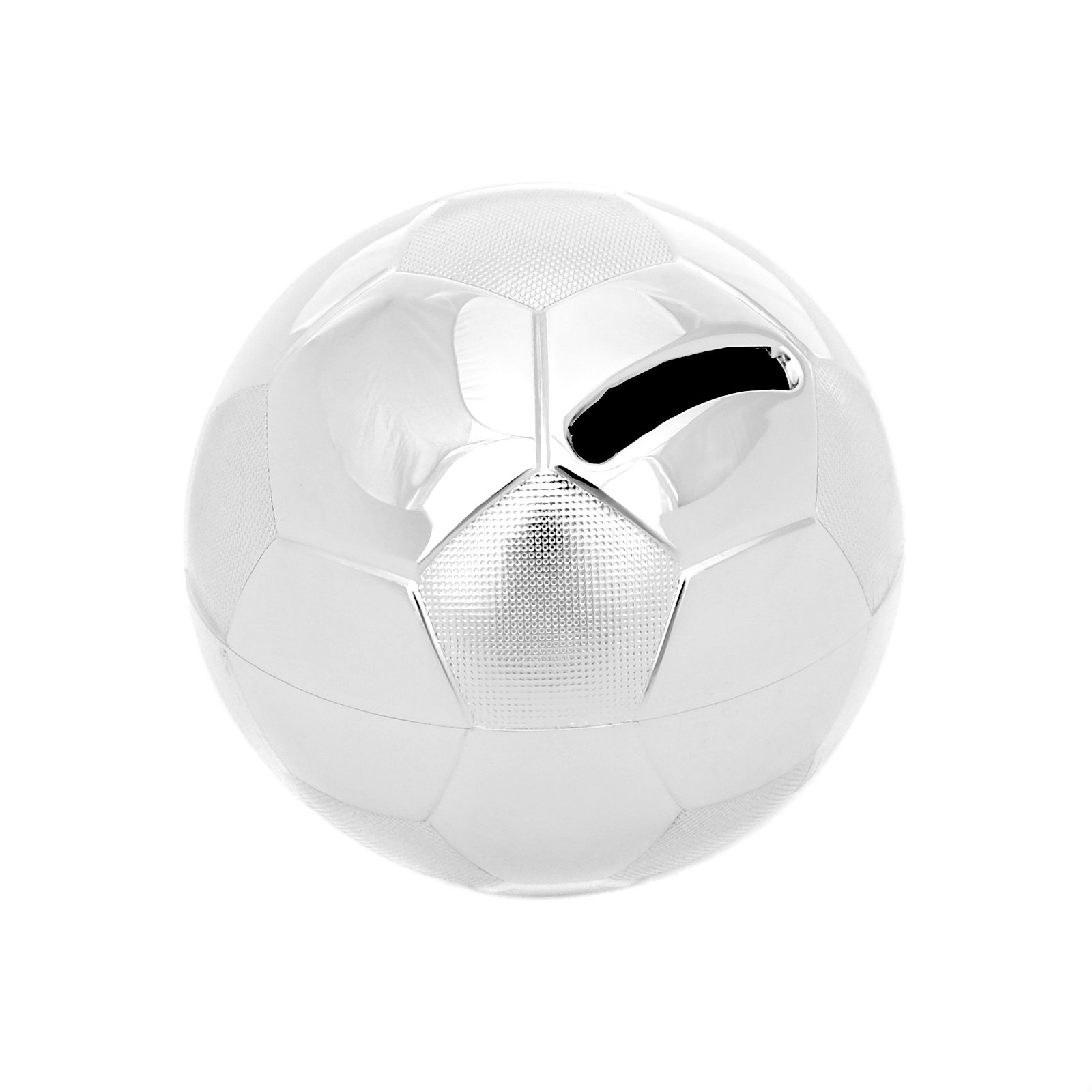 Zilverstad Spardose Fußball 8,5x8,5x8cm versilbert (Gravur bis 15 Zeichen)